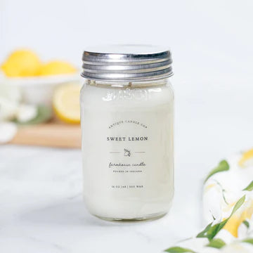 Sweet Lemon 16oz Mason Jar Candle