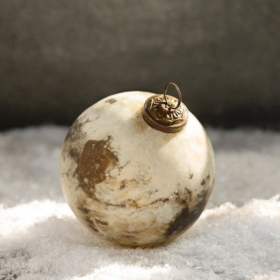 Brown Marble Pattern Mercury Glass Ball Ornament, Small