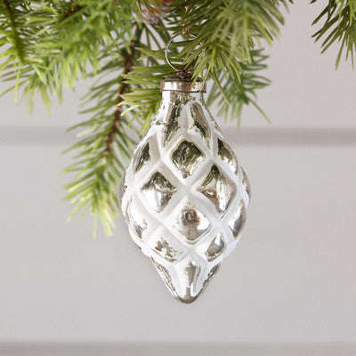 Cottage White Glass Ornament