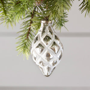 Cottage White Glass Ornament