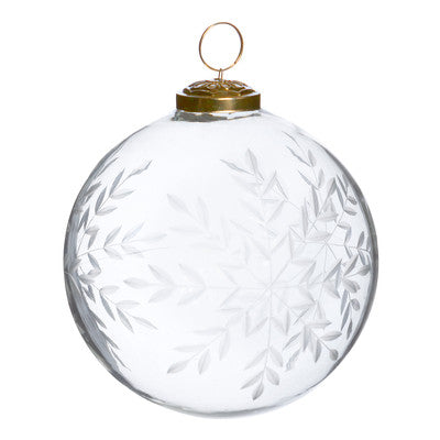 Snowflake Engraved Glass Ball Ornament, Large