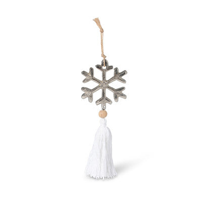 Cast Aluminum Snowflake with Tassel Ornament