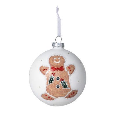 Hand-Painted Gingerbread Man Glass Ball Ornament