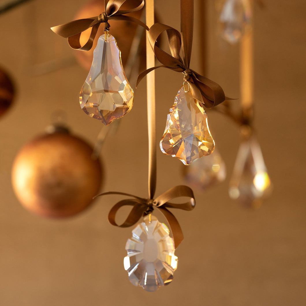 Crystal Drop Rose Gold Ornaments, Large