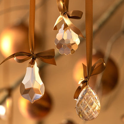 Crystal Drop Rose Gold Ornaments, Medium