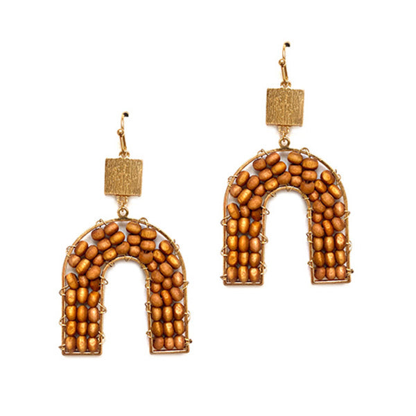 Arch Wood Bead Earrings