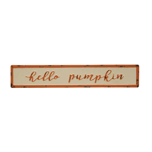 Hello Pumpkin Embossed Sign