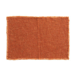 Linen Blend Placemat w/ Fringe, Terra-Cotta Color
