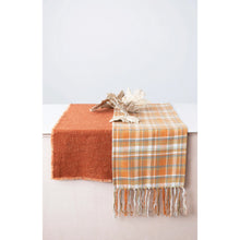 Load image into Gallery viewer, Linen Blend Table Runner w/ Fringe, Terra-Cotta Color