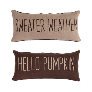 2 Sided Knit Pillow "Hello Pumpkin/Sweater Weather"
