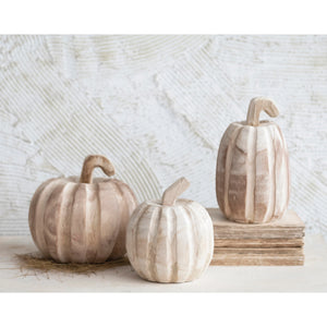 Hand-Carved Paulownia Wood Pumpkin