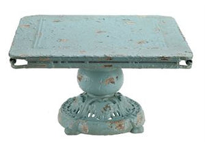 Decorative Metal Pedestal, Distressed Blue