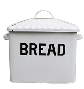 Enameled Box "Bread" w/ Lid, Distressed White