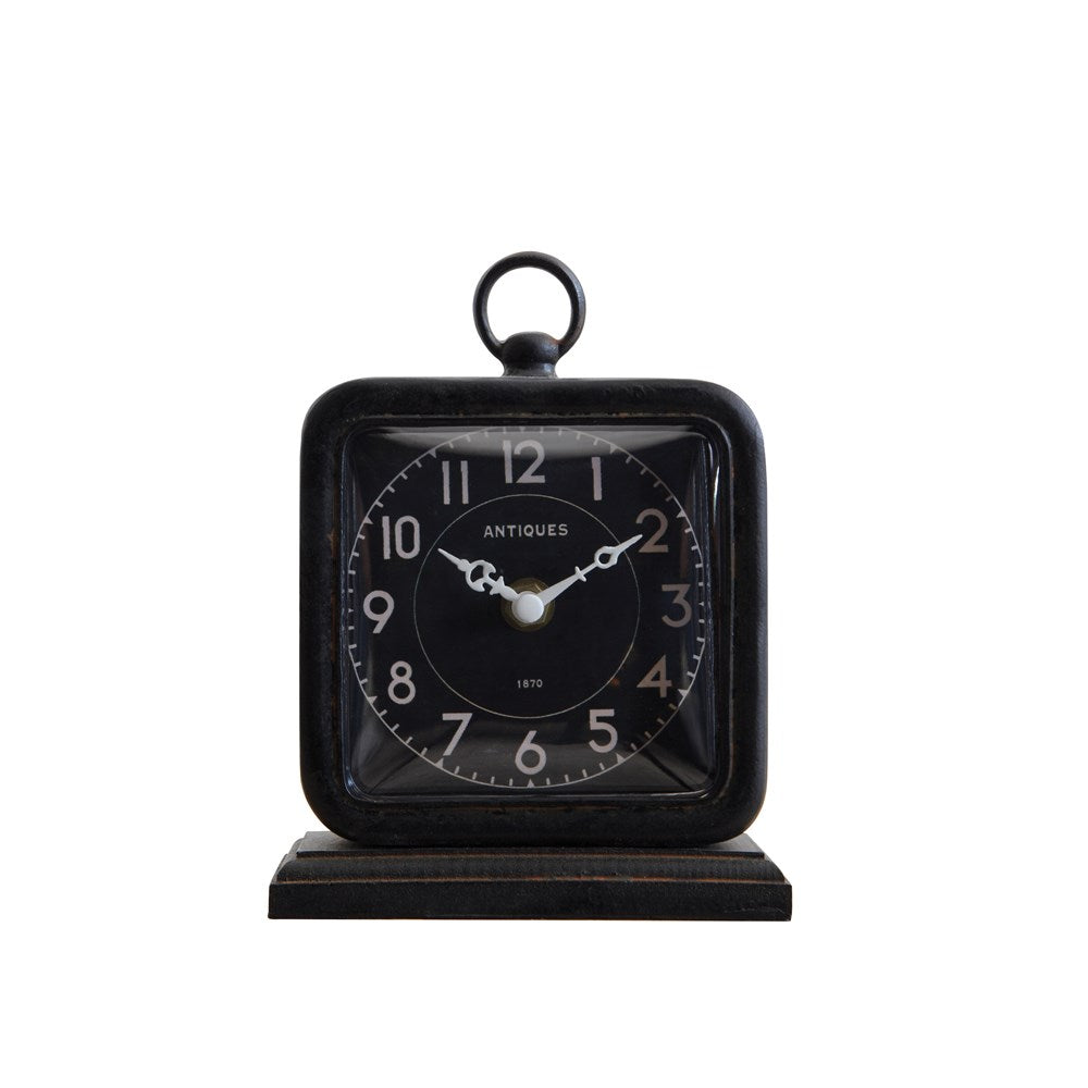 Pewter Table Clock, Black