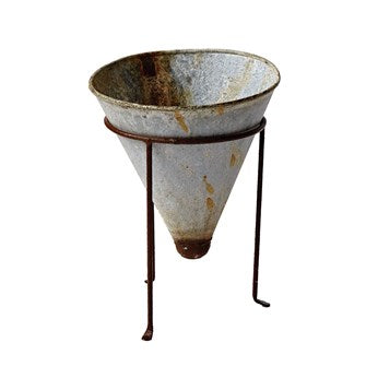 Large Metal Cone Flower Pot w/ Metal Stand