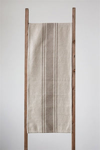 Cotton Canvas Table Runner w/ Stripes, Khaki