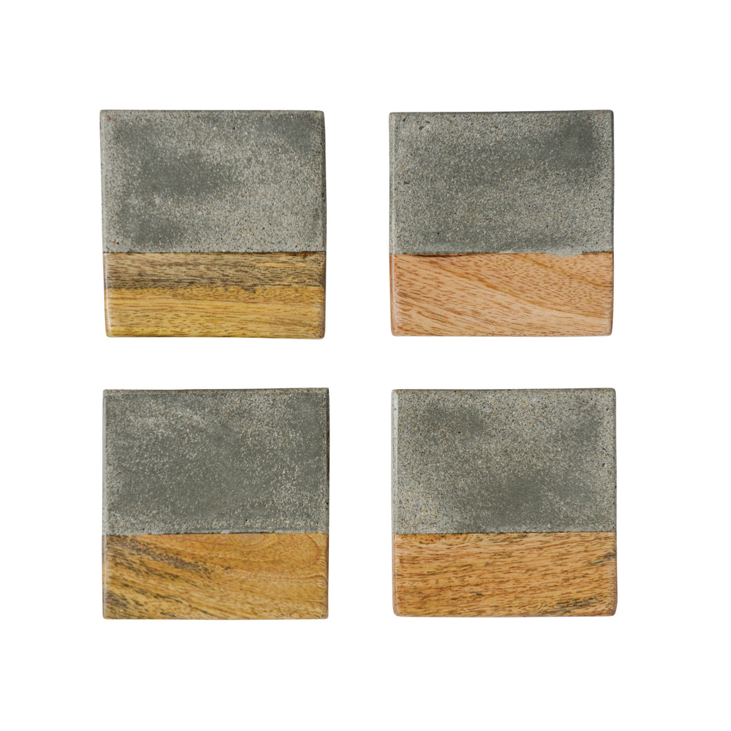 Cement & Wood Coaster Set