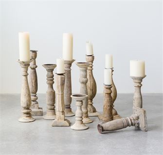 Found Wood and Metal Candle Holder