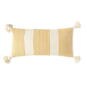 Mustard Striped Lumbar Pillow