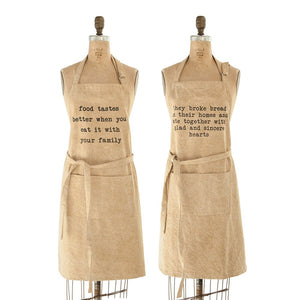 Cotton Canvas Apron w/ Pockets & Saying