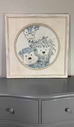 Animal Trio Print with Beaded Frame