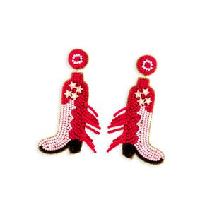 Pink Boots Beaded Earrings