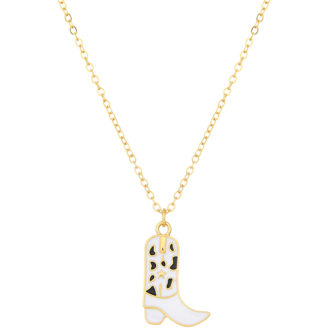 Animal Print Boot Pendant Necklace