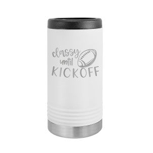 Classy Until Kickoff White Slim Can Coozie