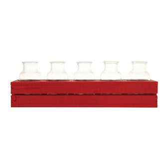 Red Wood Crate w/Glass Bottles