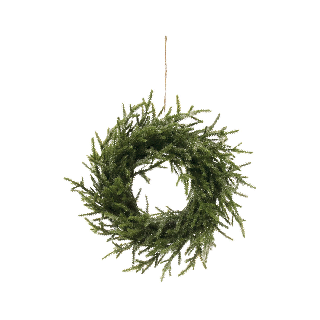 Faux Pine Wreath with Ice Finish