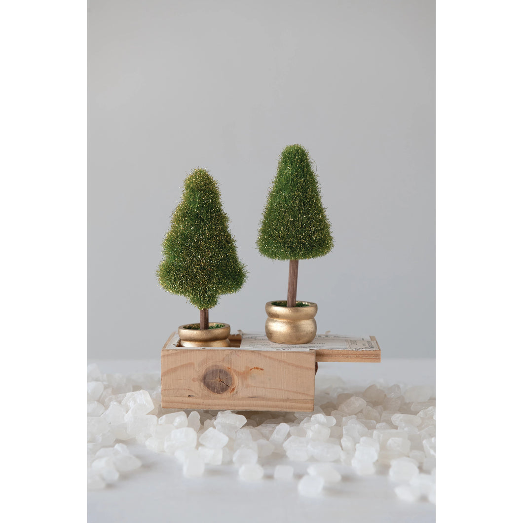Faux Fir Tree in Gold Pot