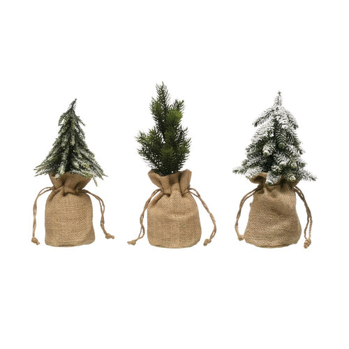 Faux Pine Tree In Burlap Bag