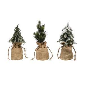 Faux Pine Tree In Burlap Bag