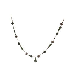 Wood Garland with Trees and Pinecones