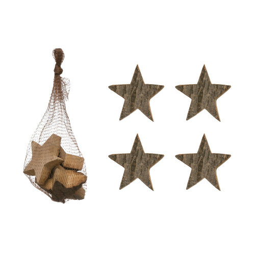 Wood Stars in Mesh Bag