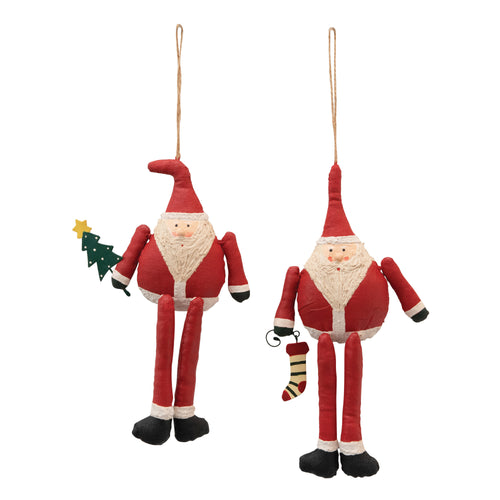 Hand-Painted Canvas Santa Ornament