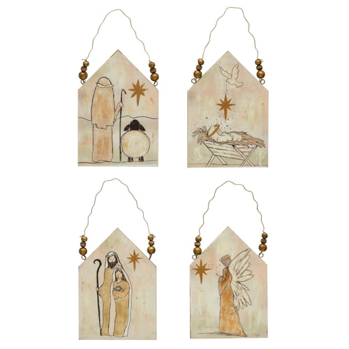 Wood Ornament with Holy Image and Hanger