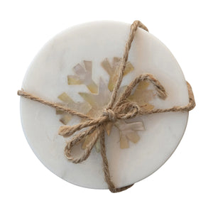 Marble Coaster Set w/Snowflake Inlay