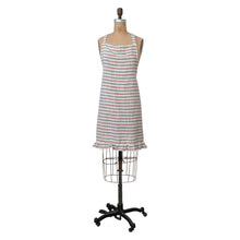 Load image into Gallery viewer, Woven Cotton Striped Apron with Ruffle, Green &amp; Red
