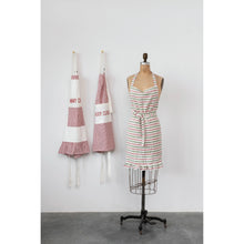 Load image into Gallery viewer, Woven Cotton Striped Apron with Ruffle, Green &amp; Red
