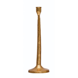 Gold Finish Cast Iron Taper Candlestick 13"