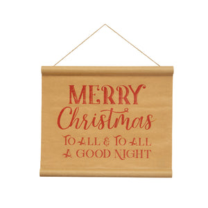 Wood and Paper Scroll Wall Decor "Merry Christmas"