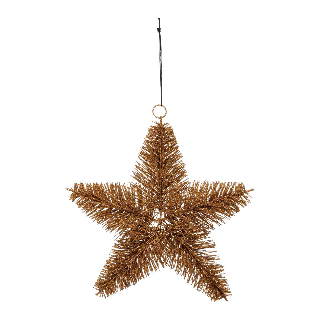 Bottle Brush Star Ornament with Copper Glitter