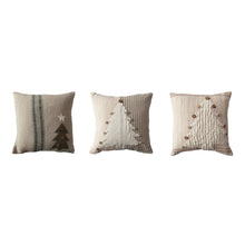 Load image into Gallery viewer, 18&quot; Neutral Trees Stripes Pillow